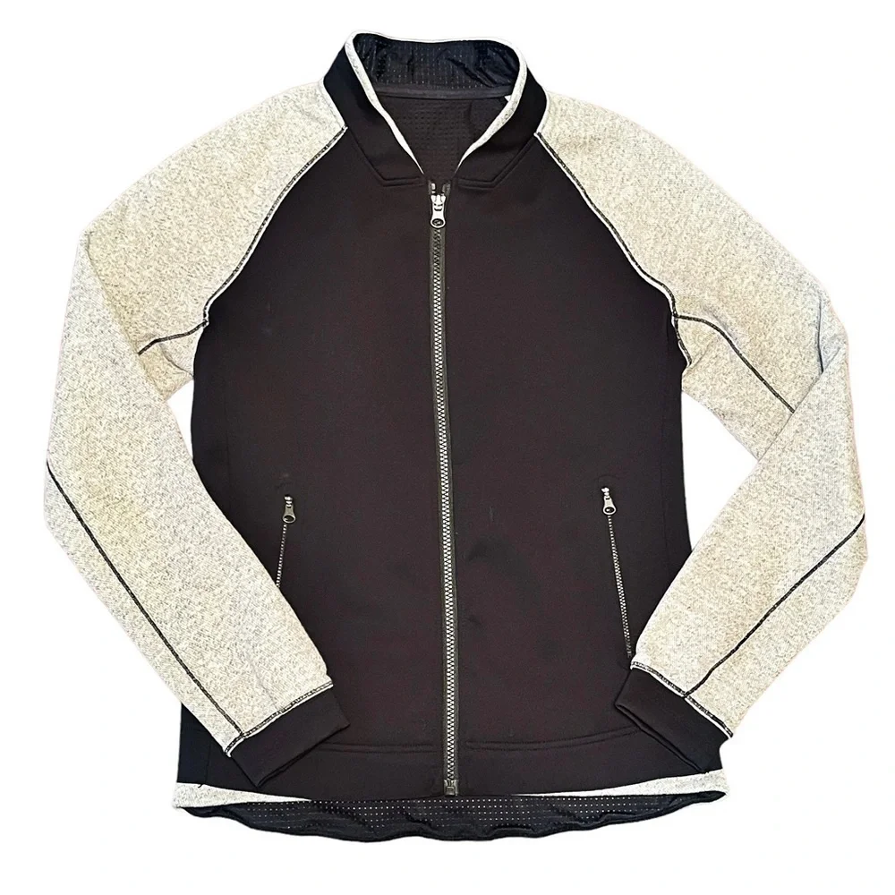 Lululemon Var-City Bomber Jacket Heathered Black Active Lightweight‎ Size 4